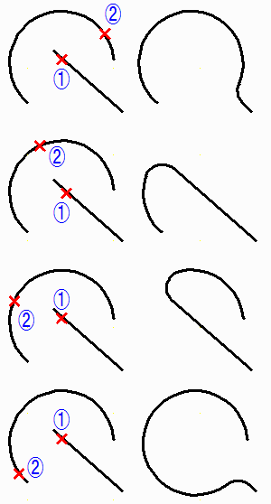 Between arc-straight lines, insert arc and connect