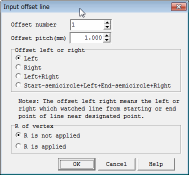 Offset line input Dialog