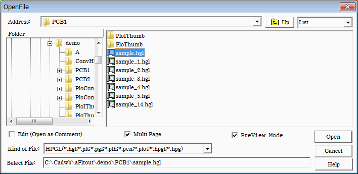 PloView file open dialog